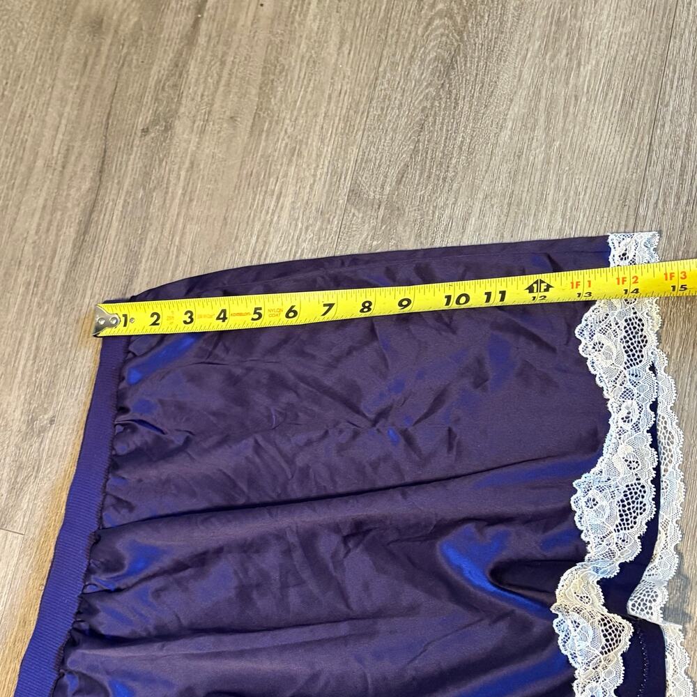 Sleep by Cacique Plum Satin Pajama Set Lace Trim Shorts Tank Plus Size 22/24 - Picture 6 of 9